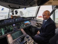 Russian President Vladimir Putin in MC-21 airliner