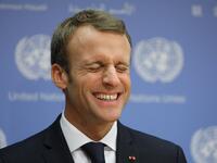 French President Emmanuel Macron speaks to the press during the annual general assembly at the United Nations headquarters in New York City on September 25, 2018. 
Ludovic MARIN / AFP