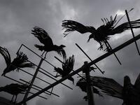 This picture shows a sculpture by Lebanese Artist Charles Nassar made out of artillery shrapnels in the village of Remhala, south of Beirut, on March 7, 2019.
JOSEPH EID / AFP