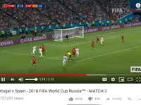 فيديو من المبارة التي جمعت منتخبي البرتغال واسبانيا ضمن بطولة كأس العالم 2018 تمكن من حصد أكثر من 66 مليون مشاهدة.