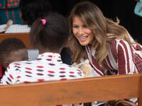 US First Lady Melania Trump greets patients during a visit to the Greater Accra Regional Hospital in Accra, Ghana, on October 2, 2018. (SAUL LOEB / AFP)