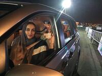 With the kids in the back - great to see women driving in Saudi. But not to forget that several of those who campaigned for this remain in prison. (Twitter)