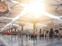  Holy mosque area in Medina, Saudi Arabia. Medina mosque is the second holiest and most visited mosque for all Muslims (Shutterstock/File Photo)
                  