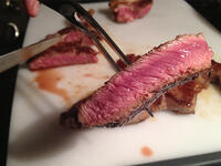 pink bloody steak medium rare