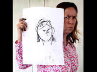 The graphic novel format was new to all, so Bradbury taught facial proportions and different means of conveying emotion. Eyebrows dragged downward quickly convey anger, an important insight into storytelling when images replace words. A funny face by the teacher drove the lesson home.




 
