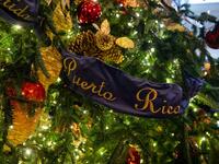 Christmas decorations are seen at the White House during a preview of the 2018 holiday decor in Washington, DC, on November 26, 2018. 
NICHOLAS KAMM / AFP