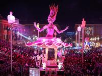 The queen's float parades during the Nice carnival parade on February 16, 2019 in Nice, southeastern France. 
VALERY HACHE / AFP