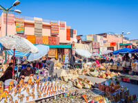 Carpets, crafts and souvenirs for sale at tourist market in Marrakech downtown on December 2016. (Shutterstock/ File)
