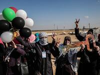 When Palestinians fled and/or were expelled from their homes in 1948, they all expected to return after a few days. The keys of their houses remained with them and has since become a symbol of their return. Photo taken on the tents site on April 10, 2018. SAID KHATIB / AFP