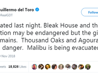 المخرج السينمائي غييرمو ديل تورو: قال على "تويتر" إنه هجر منزله "بليك هاوس"، الذي يضم مجموعة تذكارية من مقتنيات أفلام الرعب والخيال.