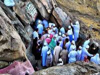 People entering the holy Cave of Hira. (Twitter)