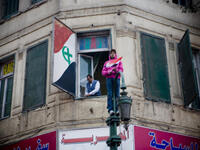The old symbol of Christian Muslim unity wielded by many. We saw this flag raised in defiance of the perceived divisions earlier this year after the Church killings.