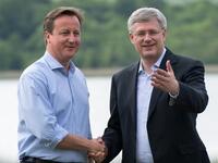 رئيس الوزراء الكندي "ستيفن هاربر" مع "كاميرون" في قمة الثمانية