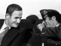 Friends with all the great dictators: President Hafez al-Asad with Libyan leader Mouammar al-Qaddafi in 1977. 