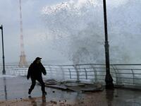 High waves hit Beirut promenades 