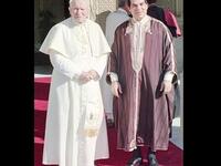 Pope John Paul II poses with Ben Ali in Tunisia