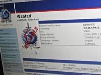The "Wanted" Interpol web page for Wikileaks founder Julian Assange is seen on November 30, 2010 in Washington, DC. 