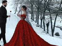 Valentine’s Day flowers are overrated! Instagram worthy red gown in the middle of snow. I know all the ladies 
