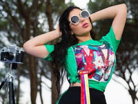 Bouland chose the wet look for her latest photoshoot