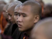 Buddhist monks attend the annual meeting of the ultra-nationalist group Buddha Dhamma Parahita Foundation, previously known as Ma Ba Tha, in Yangon on June 17, 2019.  SAI AUNG MAIN / AFP