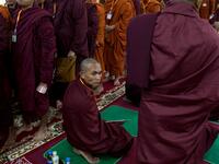 Buddhist monks attend the annual meeting of the ultra-nationalist group Buddha Dhamma Parahita Foundation, previously known as Ma Ba Tha, in Yangon on June 17, 2019.  SAI AUNG MAIN / AFP