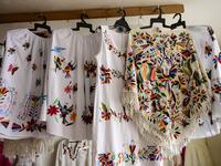 Mexican artisan of the Otomi ethnic group Oliver Teodoro Lopez, shows one of his designs at his workshop in San Nicolas Village, in Tenango de Doria, Hidalgo state, Mexico.  Pedro PARDO / AFP
