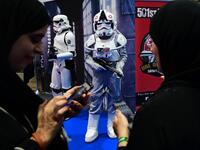 Cosplayers attend the Middle East Film & Comic Con on April 13 , 2019, in Dubai.  GIUSEPPE CACACE / AFP