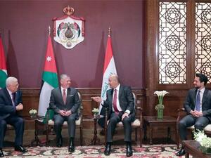 His Majesty King Abdullah, accompanied by HRH Crown Prince Hussein, holds trilateral talks with Iraqi President Barham Saleh and Palestinian President Mahmoud Abbas in Amman on Thursday.