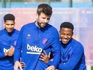 جانب من تدريبات برشلونة