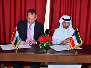 Sheikh Fahad Nasser Sabah Al-Ahmad Al-Sabah during the signing ceremony (Photo: KUNA)
