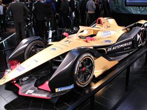 The Spark SRT05e (pictured in black and gold Techeetah livery at the 2018 Paris Motor Show) made its Formula E competition debut in the Diriyah E Prix. — Courtesy photo