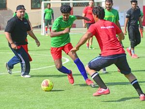 Action from the Galadari Football Championship at Al Quoz Dubai. (Photo: Shihab/Khaleej Times)