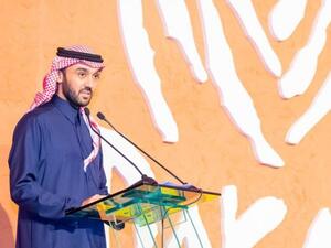 Chairman of Saudi Arabia's General Sports Authority Prince Abdulaziz bin Turki al-Faisal speaks during an event to unveil the 2020 Dakar Rally route. (Photo: SPA)