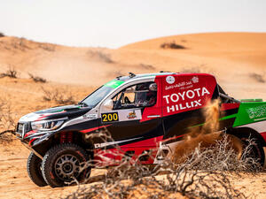  Yazeed Al-Rajhi in action during the opening 227 km selective section of the 15th Hail Nissan Rally. (Photo: Supplied)