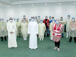 Dr. Saqr Al Mulla with the team of the Ministry of Health (Photo: Arab Times)