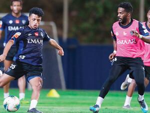 Al Hilal players during a training session on Friday. (Twitter photo)