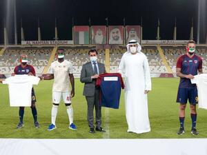 Khalid Al Hanaei, Group CEO of Al Wahda Club and John Sunil, CEO of Burjeel Hospitals along with Al Wadha team memebers after the signing ceremony. Supplied photo