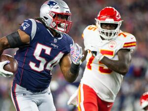  New England Patriots linebacker Dont'a Hightower (54) is one of nearly 50 players who have opted out of the 2020 season ahead of Thursday's deadline, which was recently imposed by the league. (Photo: Matthew Healey/UPI)