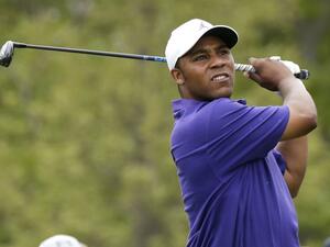 Harold Varner III had a share of the first-round lead at the 2020 Wyndham Championship on Thursday and will attempt to win his first career PGA Tour tournament this weekend in Greensboro, N.C. (Photo: John Angelillo/UPI)