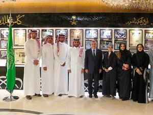 The Saudi Athletes Commission's members with SAOC President Prince Abdul Aziz bin Turki Al-Faisal and IOC President Thomas Back during Back’s visit to SAOC in September 2019. (Supplied)