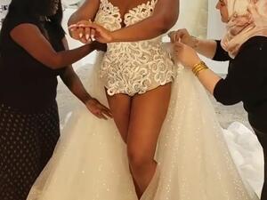 The skirt, which sparkles, clips on and covers her back half. (Facebook /'That's it, I'm wedding shaming (non ban-happy edition).)