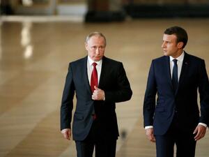 The Kremlin Russian President Vladimir Putin and French leader Emmanuel Macron. (AFP/ File Photo)