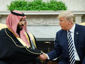 Trump (R) hosted Mohammed bin Salman at the White House in March (AFP/ File)
