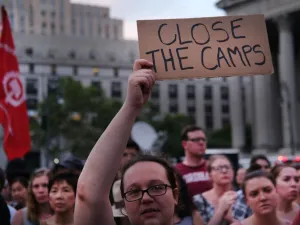 Hundreds of people gather in lower Manhattan for a "Lights for Liberty" protest against migrant detention camps and the impending raids by Immigration and Customs Enforcement (ICE) this coming weekend in various cities on July 12, 2019. (AFP/ File Photo)