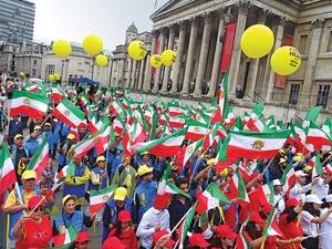 Iranian exiles rally in London to demand regime change in Tehran (Twitter)