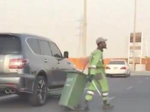 A cleaner won the internet over with his amazing moves. (Twitter Screenshot)