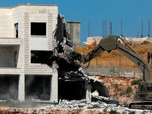 First Israel militarily occupies the land, then it builds a repulsive apartheid wall, then it decides to demolish Palestinian homes built on Palestinian land (Twitter)