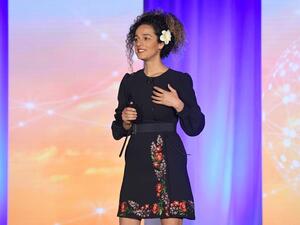 Masih Alinejad speaks onstage during the WICT Leadership Conference at New York Marriott Marquis Hotel on 16 October 2018 in New York City. (Getty Images/AFP)