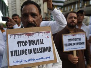 Pakistanis demonstrators hold placards during an anti-Indian protest in Karachi on August 18, 2019. (AFP/ File Photo)