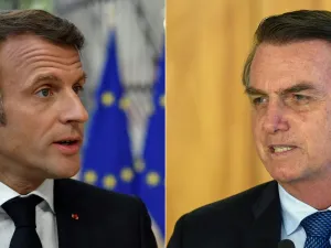 France's President Emmanuel Macron (L) speaking to the press in Brussels on June 30, 2019, and Brazilian President Jair Bolsonaro (R) speaking to the press in Brasilia on January 16, 2019. (AFP/ File Photo)
